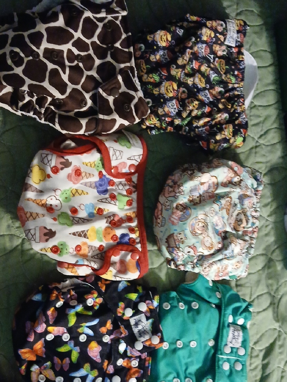 Reusable Baby Diaper Cover - Assorted Prints (Green, Brown, Black, White, Teal)
